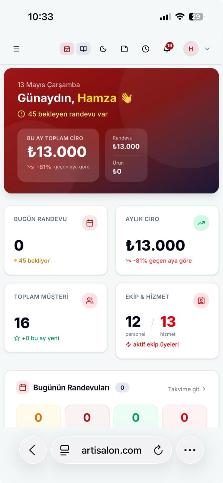 ARTIPOS Mobil Arayüzü